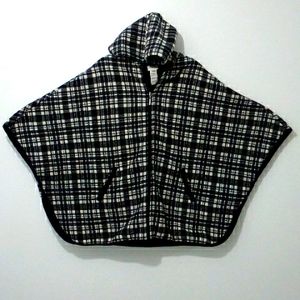 Marina Luna black and white plaid poncho jacket